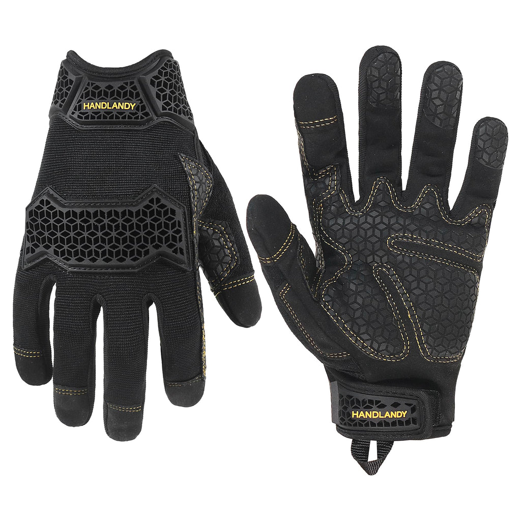 HANDLANDY Work Gloves for Men & Women, Utility Mechanic Working Gloves Touch Screen with Grip, Impact Tactical Gloves for Outdoor Activity (X-Large, 1 Pair)