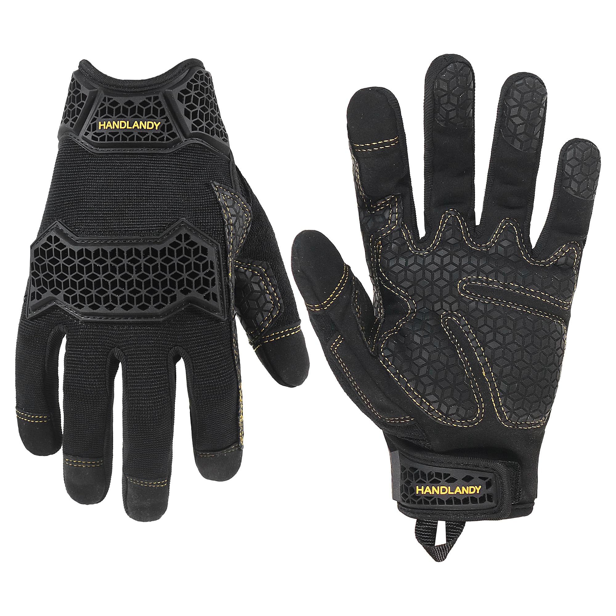 HANDLANDY Work Gloves for Men & Women, Utility Mechanic Working Gloves Touch Screen with Grip, Impact Tactical Gloves for Outdoor Activity (X-Large, 1 Pair)