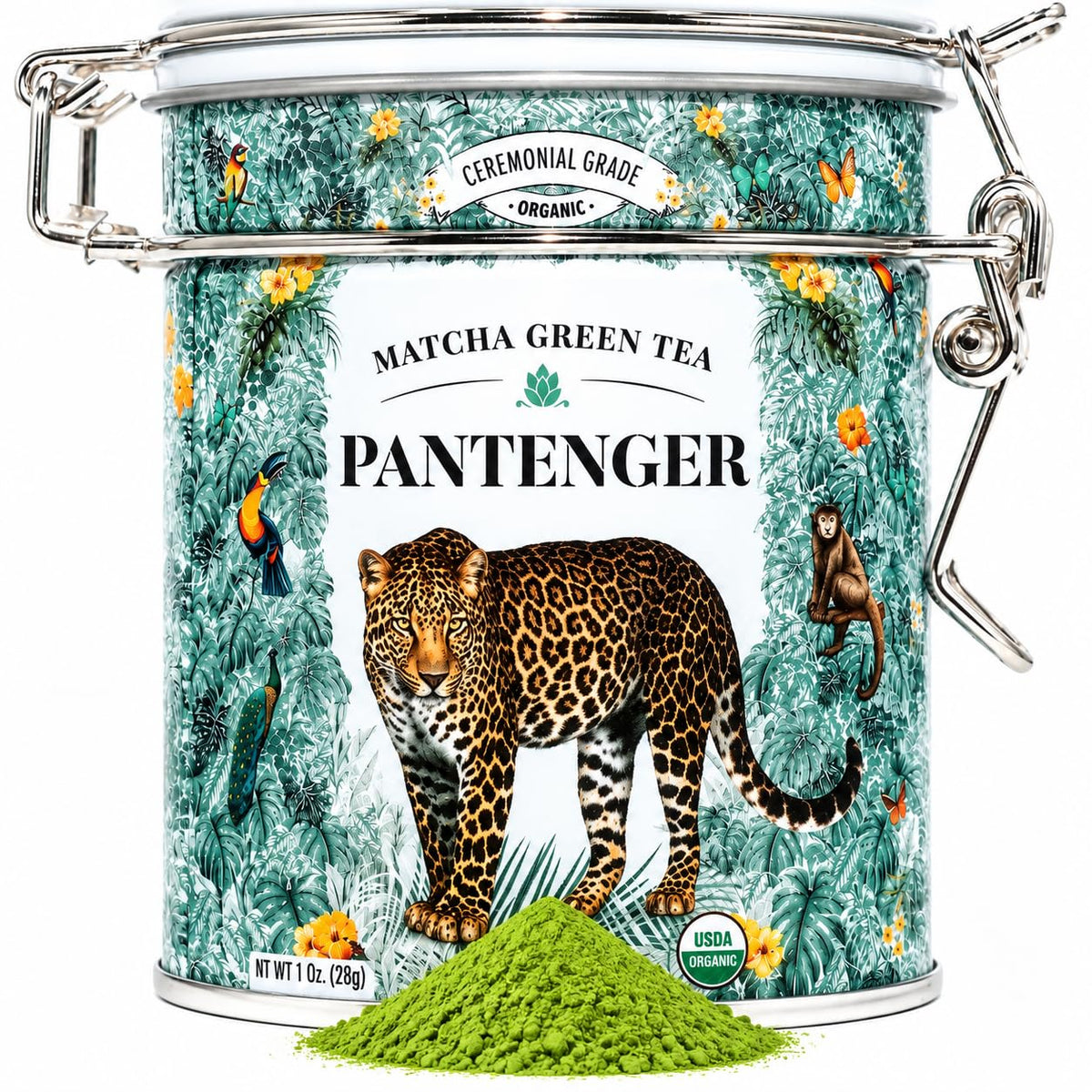 Pantenger Matcha Green Tea Powder and Reishi Mushroom. 2.12 OZ (60 grams). USDA ORGANIC. Japanese Reishi Mushroom with Japanese Matcha Tea.