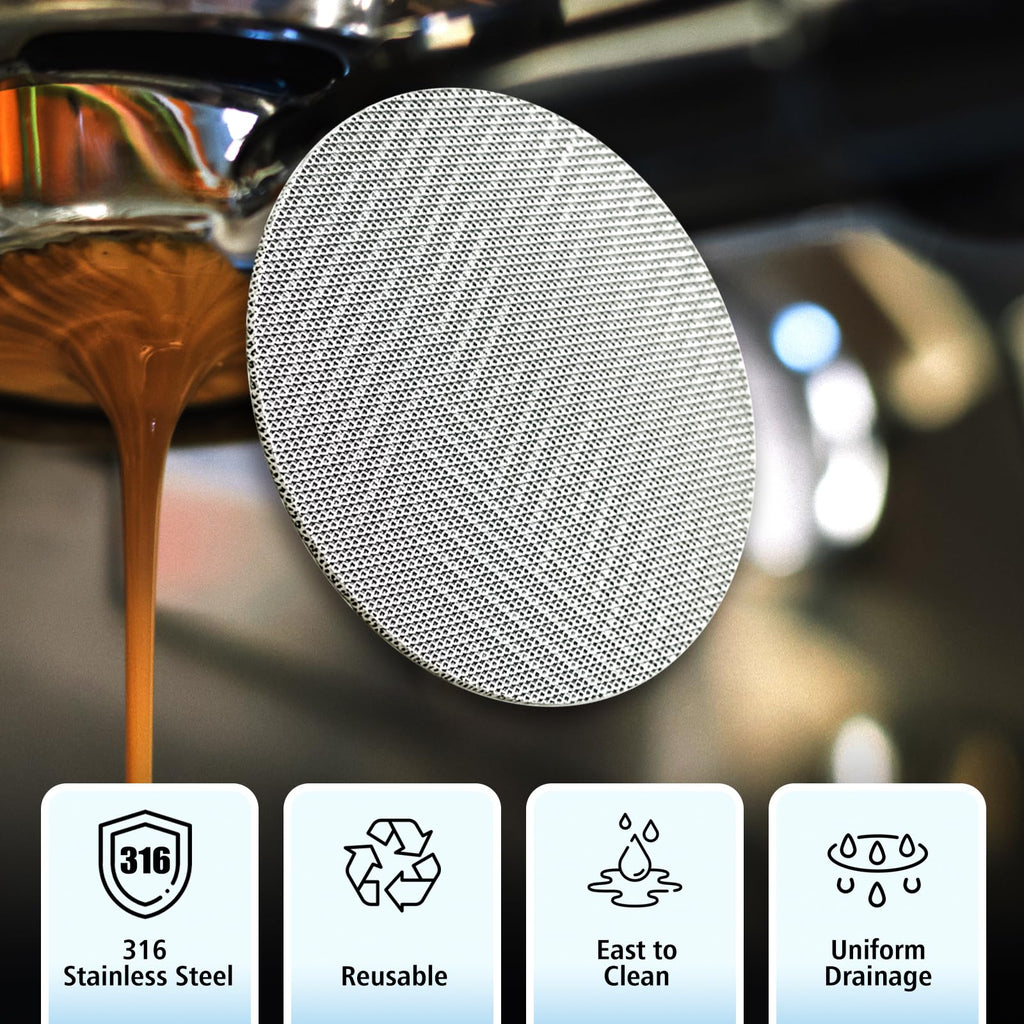 Rovella 53mm Espresso Dosing Funnel and Puck Screen Set, Espresso Coffee Dosing Ring & 1.7mm 316 Stainless Steel Espresso Portafilter for Coffee Portafilter Filter Basket