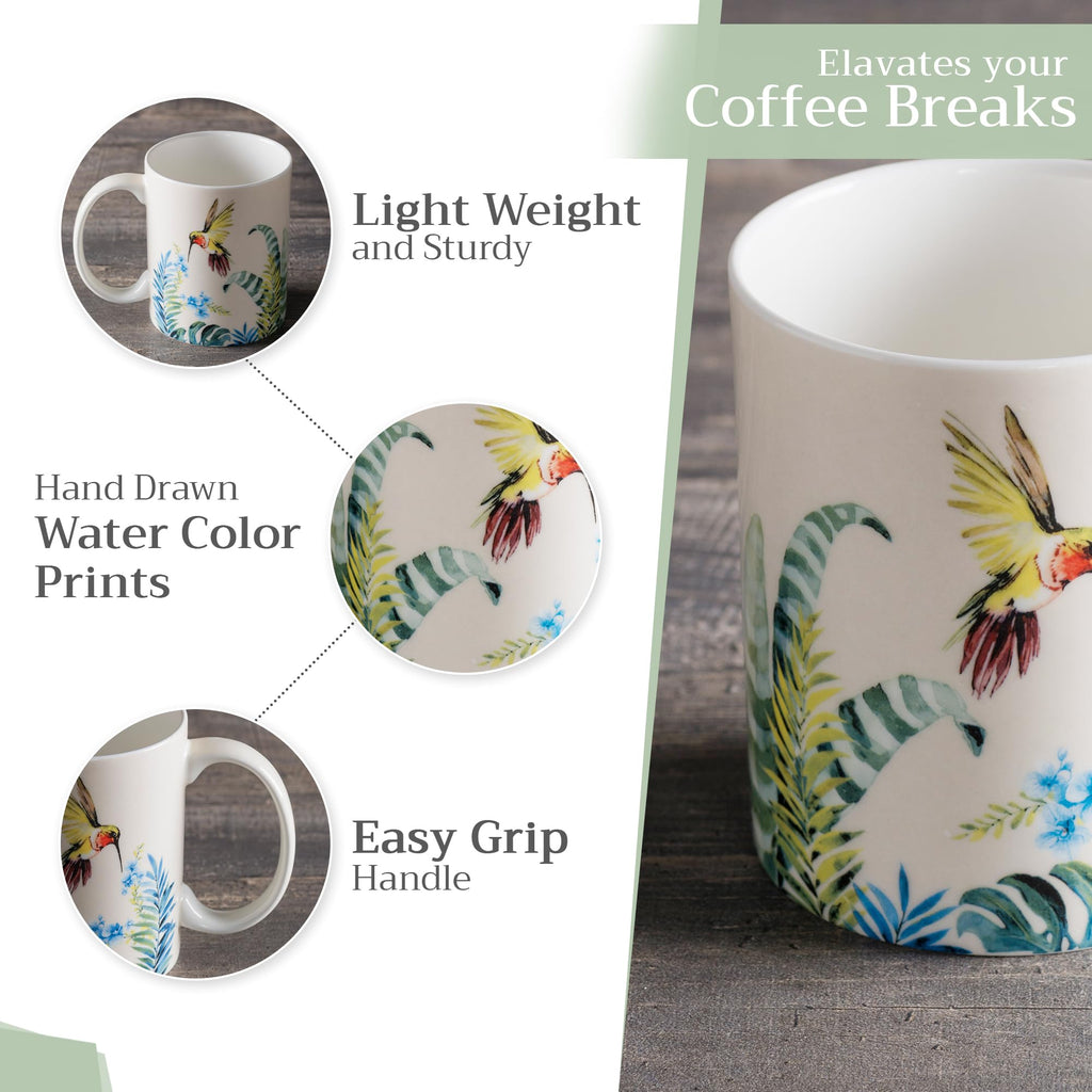 Maison d' Hermine Coffee Mug with Handles Tea Cups (15 Ounce, Pack of 2)