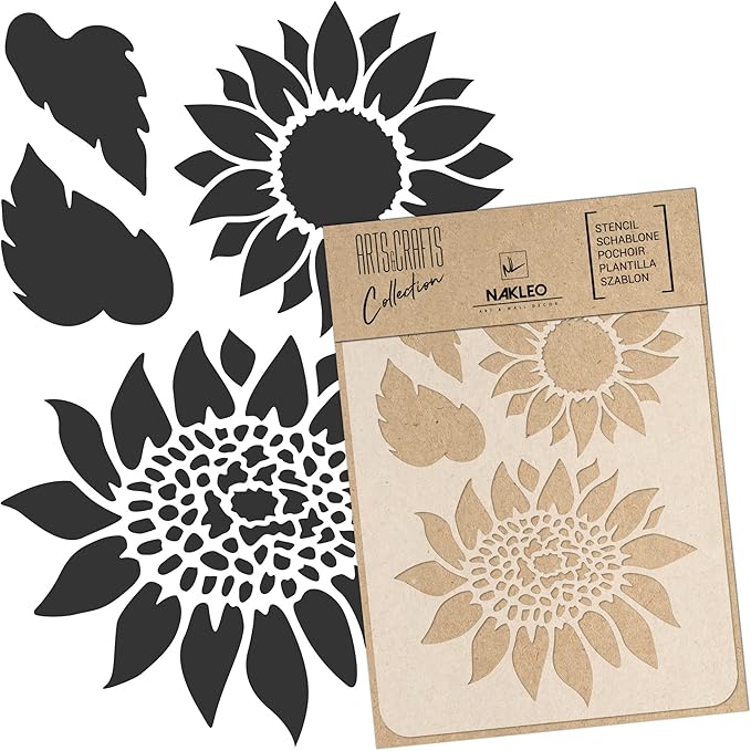 NAKLEO Painting Stencil for Crafts A5 5.9” x 8.3”, Flowers Frame Floral Pattern, Reusable Plastic DIY & Scrapbooking Drawing Template, Decoupage Art Home Decor, Wall Wood Fabric Furniture