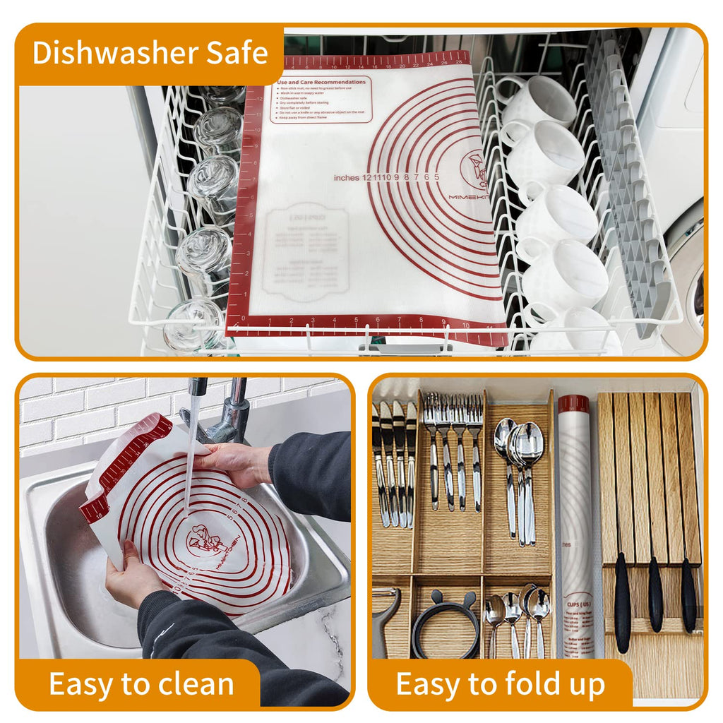 Non Stick Pastry Mat for Rolling Dough Fondant Pie Crust, Macaron Silicone Baking Mat for Mat Extra Large Silicone Mats for Baking Cookie Cakes Pizza Candy Bread