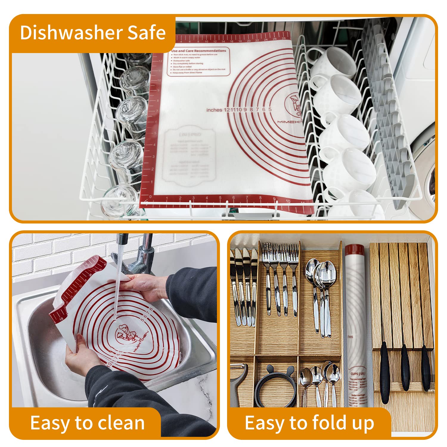 Non Stick Pastry Mat for Rolling Dough Fondant Pie Crust, Macaron Silicone Baking Mat for Mat Extra Large Silicone Mats for Baking Cookie Cakes Pizza Candy Bread
