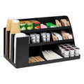 Mind Reader Cup and Condiment Station, Breakroom Countertop Organizer, 3-Tier Storage for Office Coffee Stations and Shared Spaces, Metal Mesh, Black