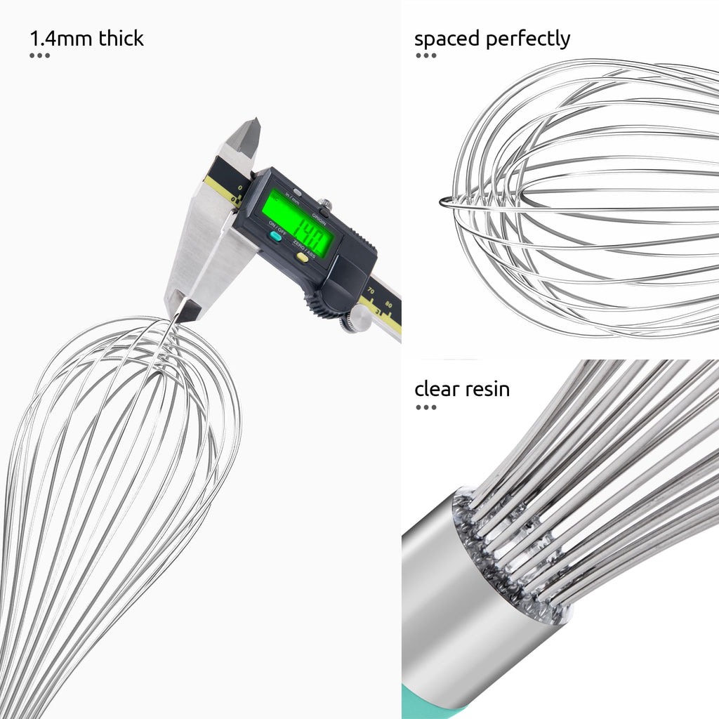 U-Taste Wire Whisk for Cooking, 18/10 Stainless Steel Wisk, L/Aqua Sky