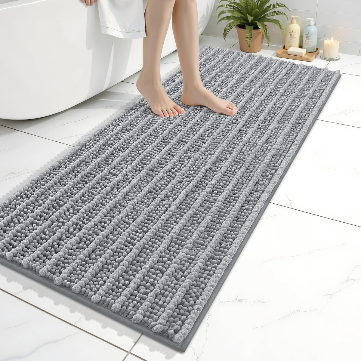 Arotive Bathroom Rugs Mat 47x20, Soft Absorbent Chenille Shaggy Bath Mat