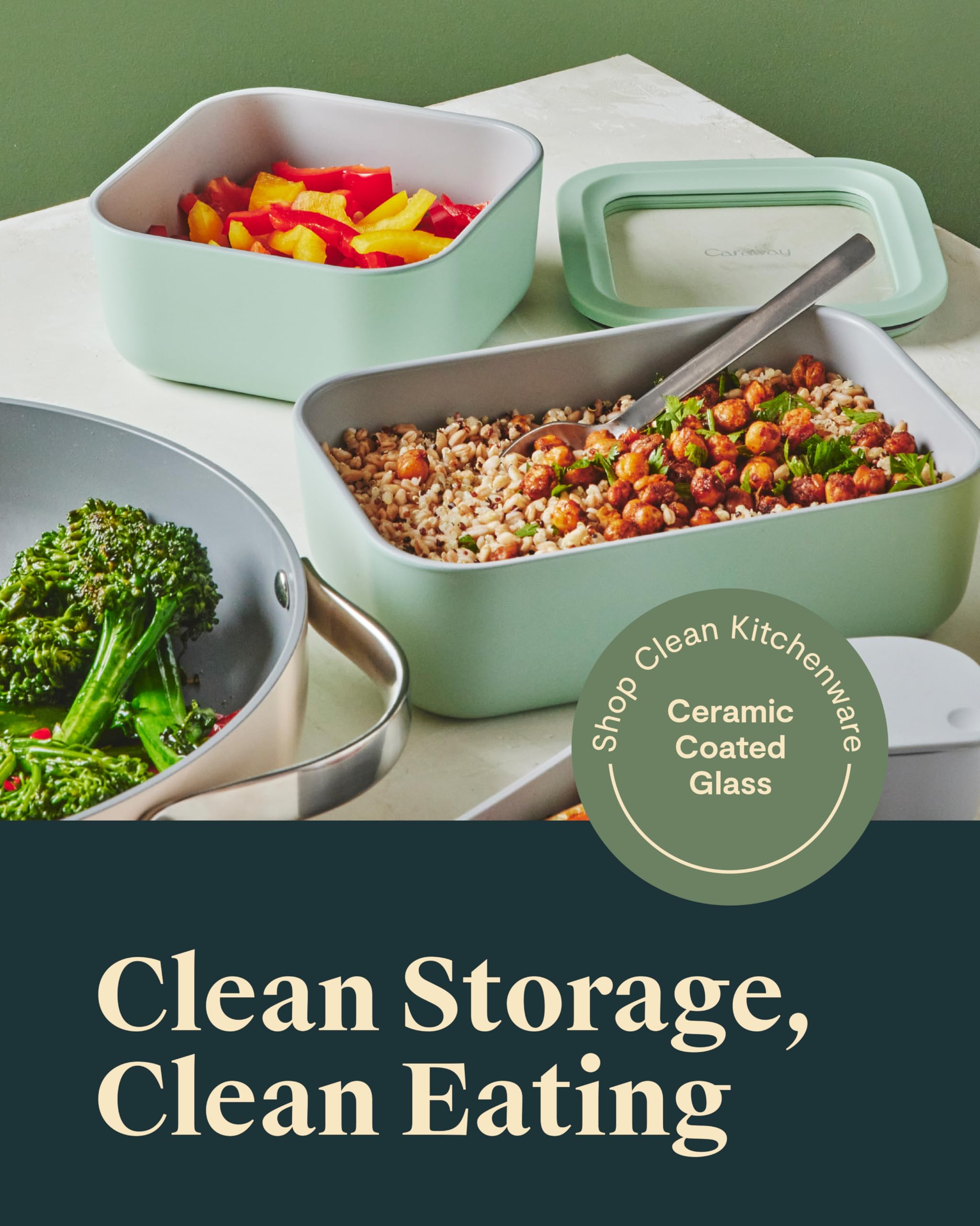 Caraway 3-Piece Glass Food Storage Container Set