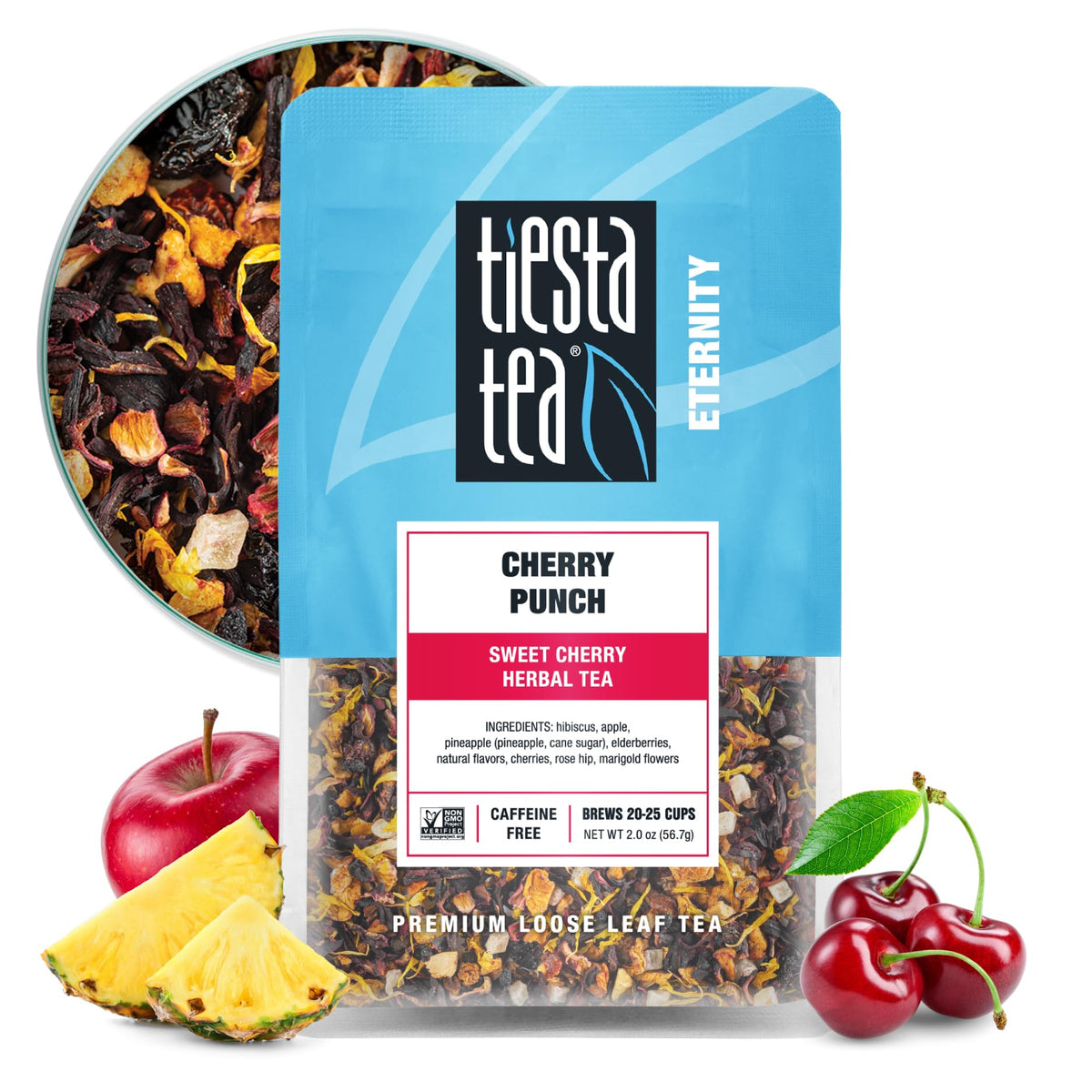 Tiesta Tea Strawberry Kiwi Herbal Tea Loose Leaf Fruit Tea Blend 16oz