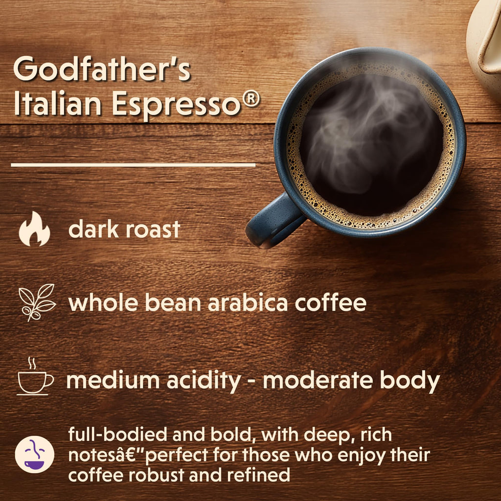 Coffee Bean Direct Godfather’s Italian Espresso®, Whole Bean, 5lb Bag