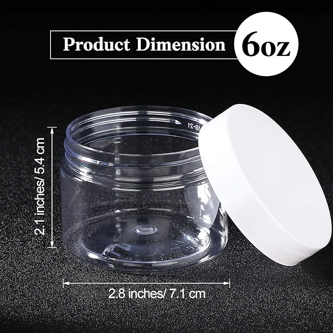 Patelai 4 Pieces Round Wide-mouth Leak Proof Plastic Container Jars with Lids for Travel Storage Makeup Beauty Products Face Creams Oils Salves Ointments DIY Making(6 Ounce,White)