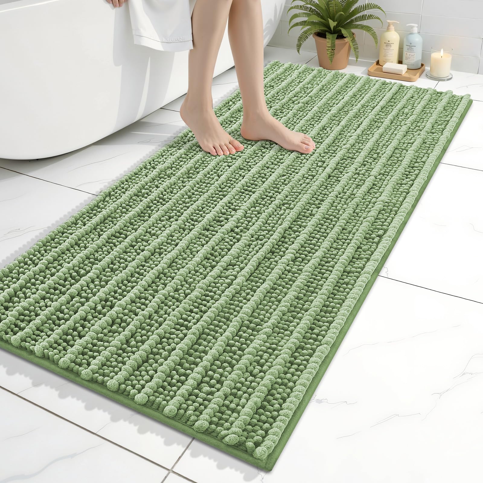 Arotive Bathroom Rugs Mat 30x17, Soft Absorbent Chenille Shaggy Bath Mat — 47" X 24"