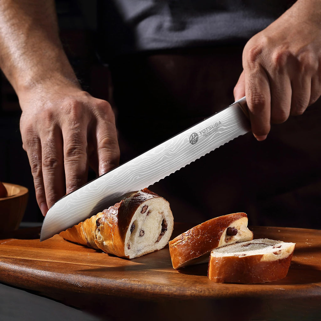 YOTSUBA 10 Inch Japanese Style Premium Natural Rosewood Bread Knife