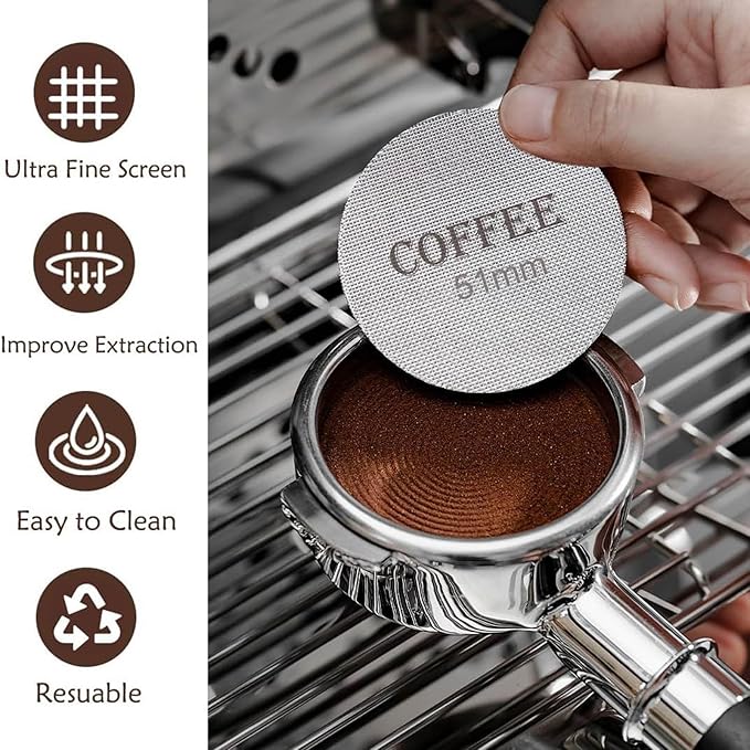 51mm Espresso Tamper and Espresso Puck Screen Set, Espresso Tamper with Calibrated Spring, Premium Barista Stainless Steel Coffee Tamper with Puck Screen, Espresso Handle Tamper for Espresso Machine
