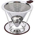 Pour Over Coffee Dripper, Reusable Stainless Steel Coffee Filter with 800-Mesh Double-Layer Cone, Paperless Single Cup Coffee Maker for Mugs, Travel and Camping