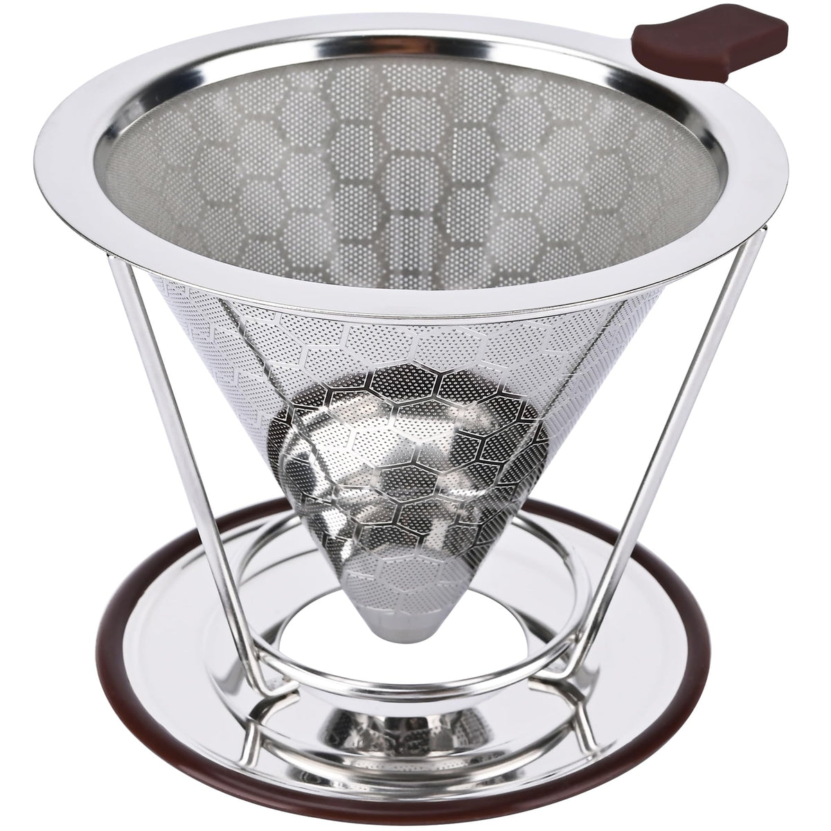 Pour Over Coffee Dripper, Reusable Stainless Steel Coffee Filter with 800-Mesh Double-Layer Cone, Paperless Single Cup Coffee Maker for Mugs, Travel and Camping