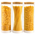 TBWIND 73oz Glass Spaghetti Pasta Containers for Pantry Organization, 3-Pack Large Airtight Food Jars with Bamboo Lids and Protective Silicone Base, Clear Storage Canisters for Flour, Cereal, Rice