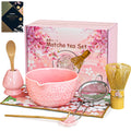 Matcha Whisk Set, Pink Matcha Kit (9 Pcs) Includes Bowl, Whisk, Holder, Scoop, Sifter, Spoon, Rest, Mat, Book - Exclusive Patented Ceramic Matcha Set for Matcha Lovers