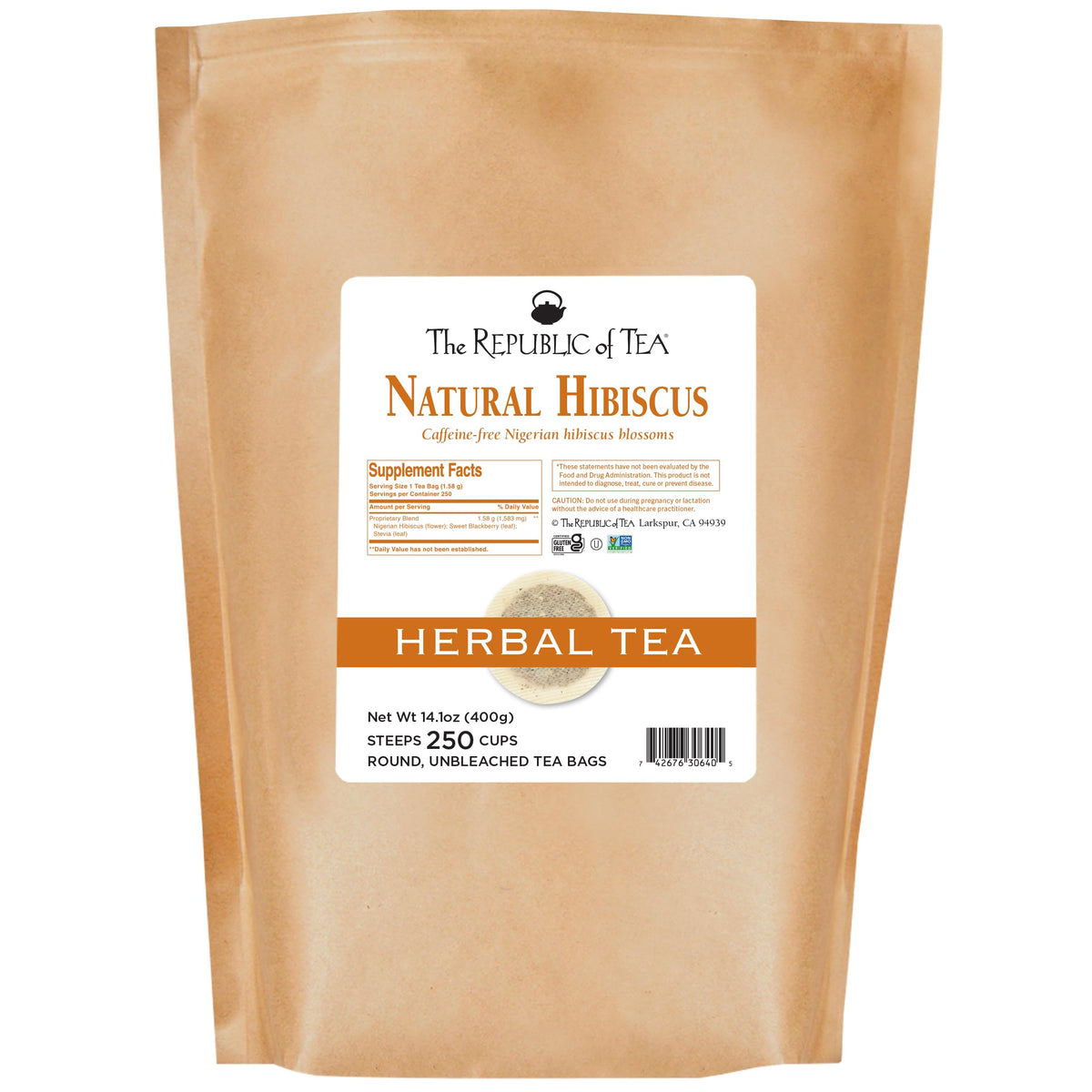 The Republic of Tea Natural Hibiscus Super Refill Herbal Tea, 100 Count