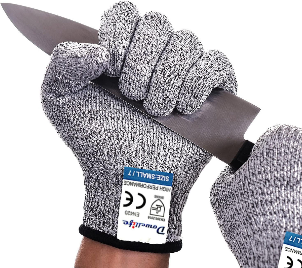 Dowellife Cut Resistant Gloves Food Grade Level 5 Protection, Safety Kitchen Cuts Gloves for Oyster Shucking, Fish Fillet Processing, Mandolin Slicing, Meat Cutting and Wood Carving. (X-Large-2 Pairs)