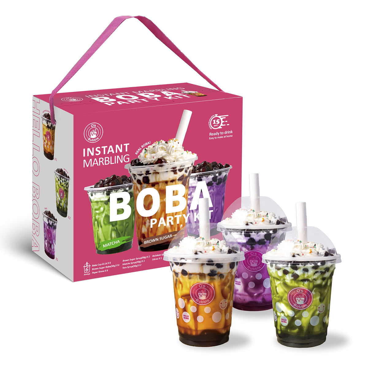 O's Bubble All in One Boba Tea Kit for Kids - Mixed Fruit, 6 Servings