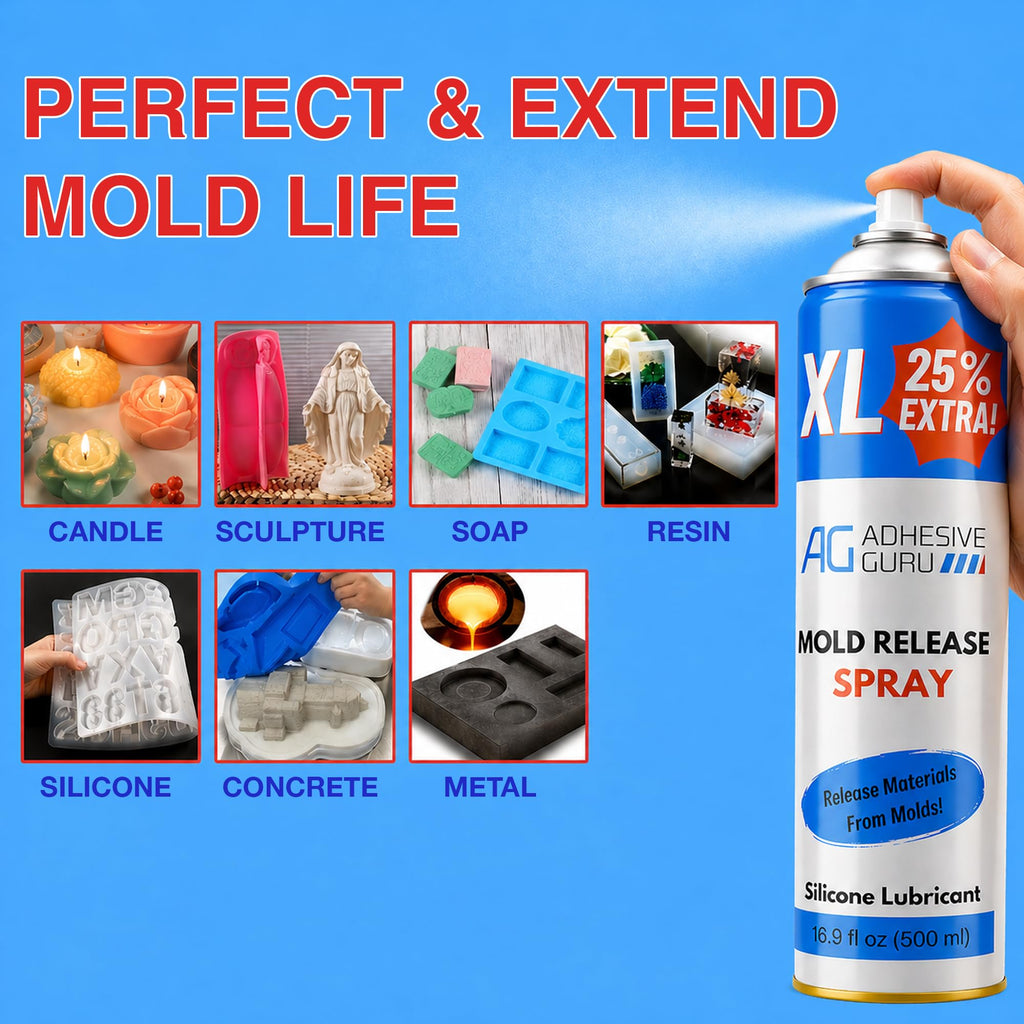 Silicone Mold Release Spray (4x16.9 fl oz / 500ml) Release Agent for Epoxy Resin, Candle & All Molds | Smooth, Non-Stick Lubricant for Easy Removal | 4 Pack, Molds are not Included