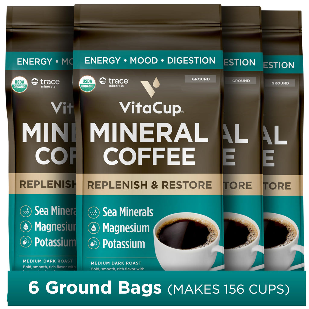 VitaCup Mineral Medium Dark Roast Ground Coffee, 60oz, 6 Bags