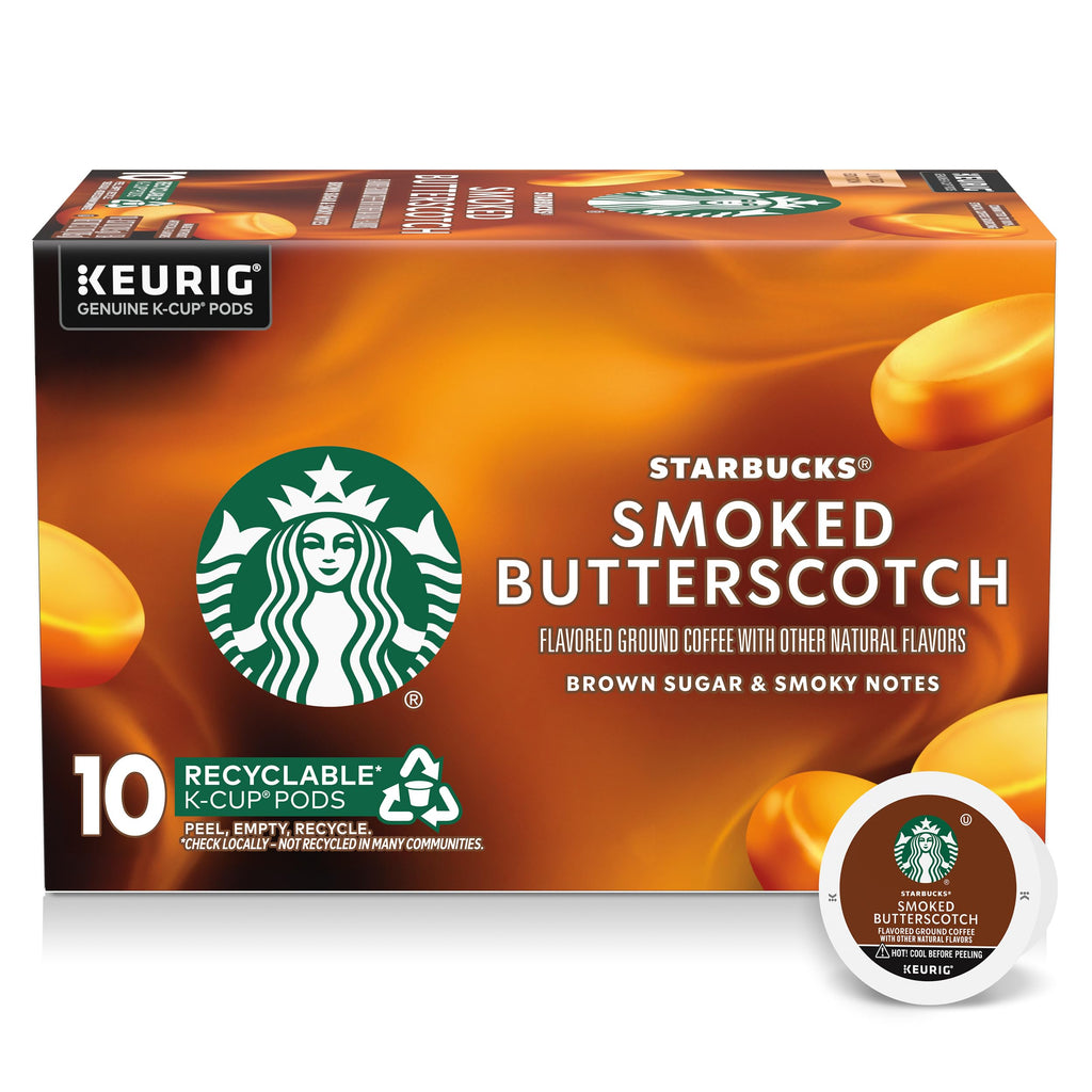 Starbucks K-Cup Coffee Pods, Smoked Butterscotch Flavored Coffee for Keurig Brewers, 100% Arabica, Limited Edition, 1 Box (10 Pods)