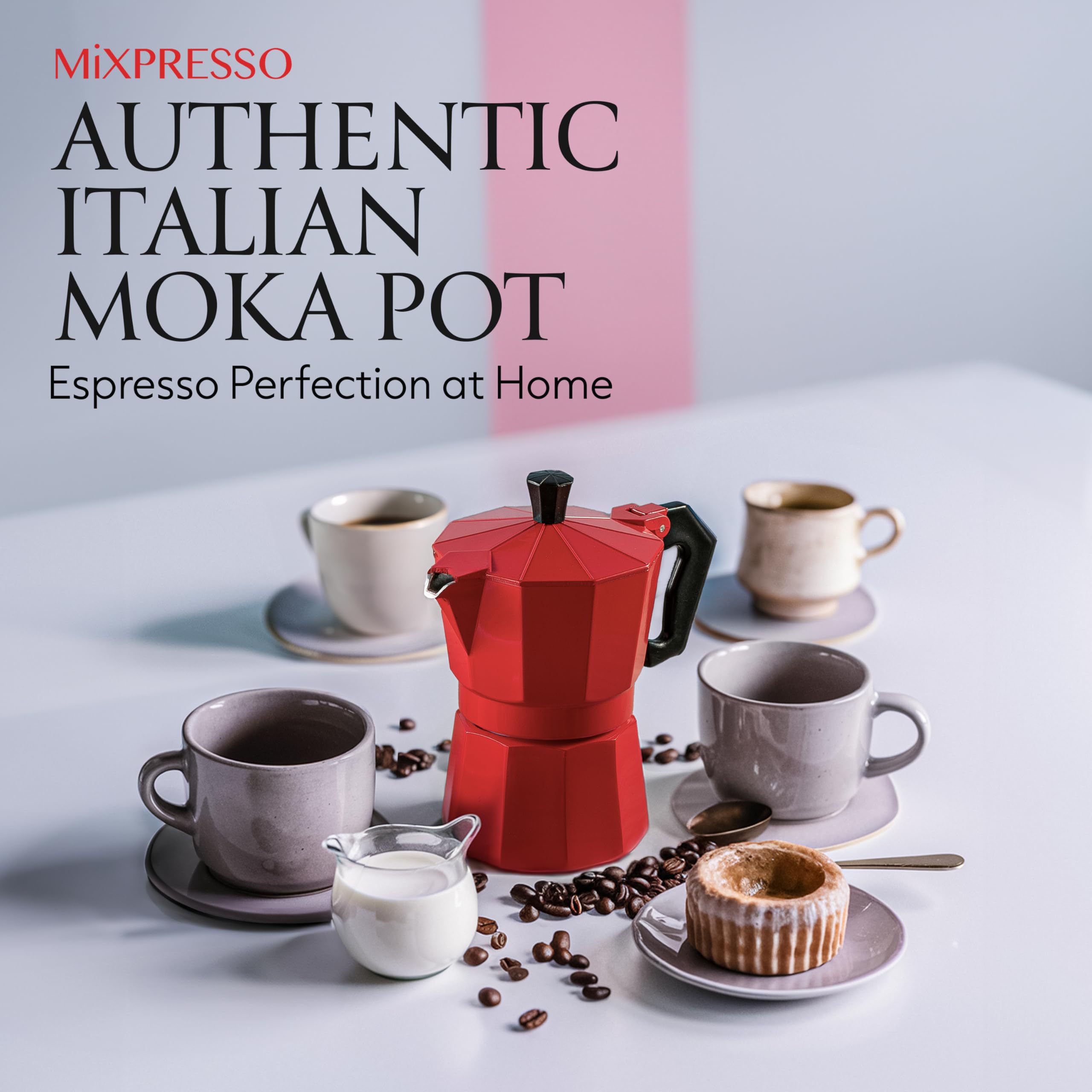 Mixpresso 3 Cup Moka Pot Stovetop Espresso Maker, Italian Cuban Coffee Pot