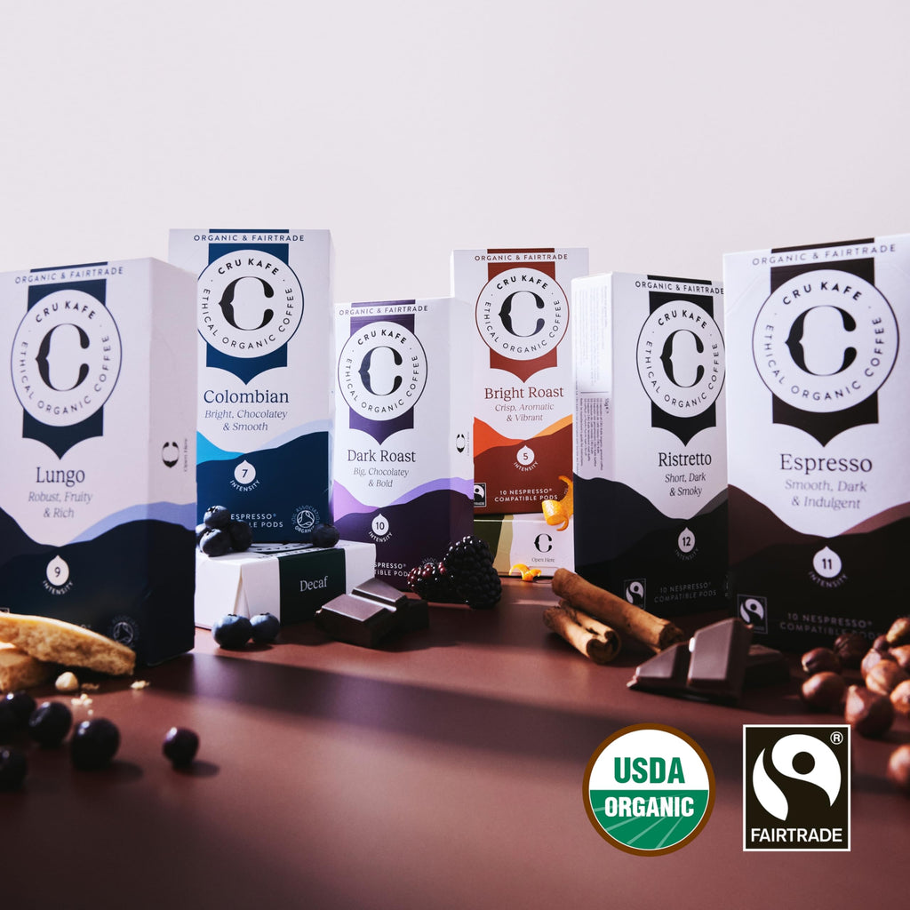 Cru Kafe Variety Organic Espresso Pods, Nespresso Original, 50 Pods