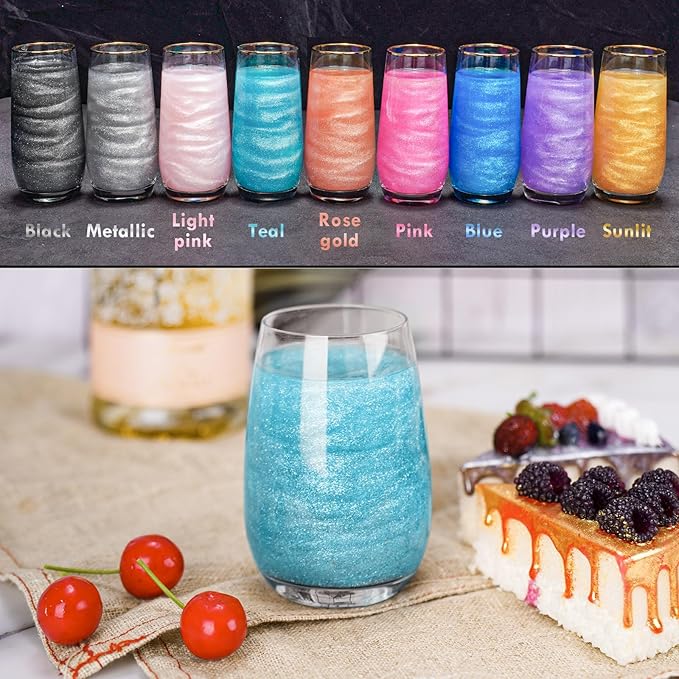 NiHome Edible Food-Grade Glimmer Powder Glitter Luster Dust Metallic Food Decorating Sprinkle Glimmery Dust for Drink Wine Beverage Cake Candy Dessert Bakery Restaurant Vegan (0.18oz/5g, Teal)