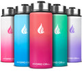 HYDRO CELL Stainless Steel Insulated Water Bottle with Straw - For Cold & Hot Drinks - Metal Vacuum Flask with Screw Cap and Modern Leakproof Sport Thermos for Adults (Coral/Punch 18oz)