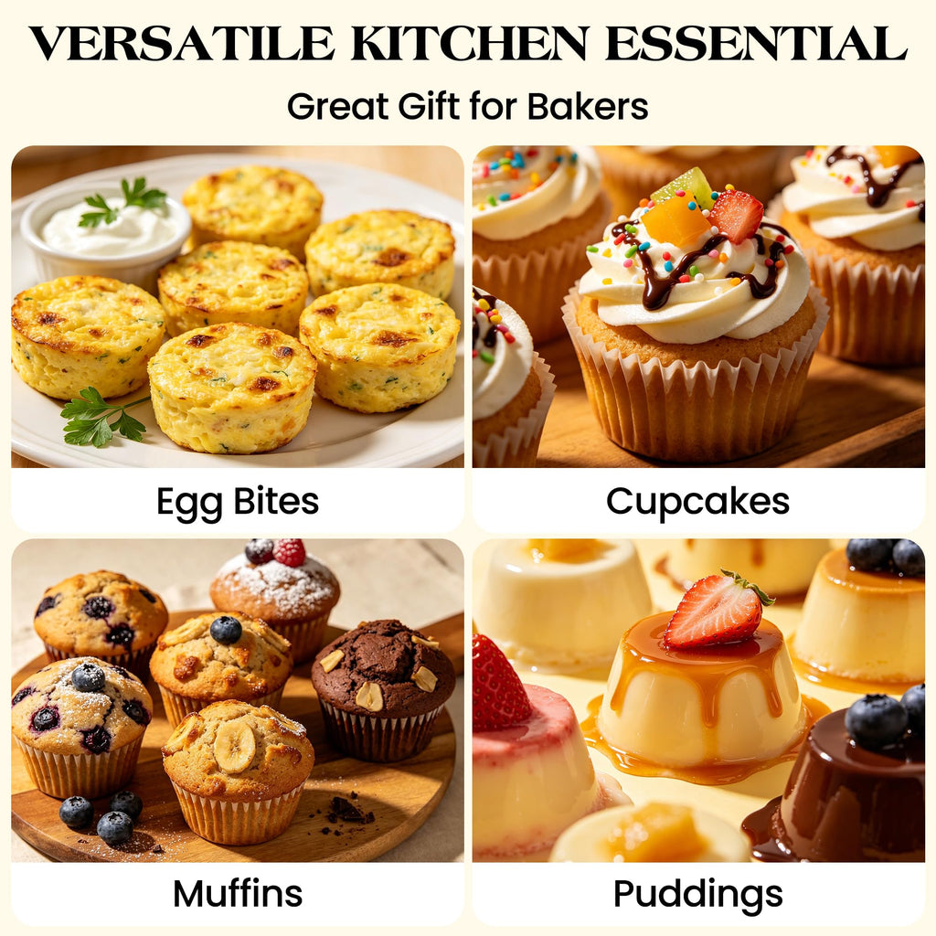 AOTASO 2 Pcs Silicone Muffin Pan with Metal Frame Nonstick 12 Cup Regular Size Cupcake Pan Silicone Muffin Tray for Baking Egg Bites Muffins Cupcakes Gifts for Mom Home Baker Kitchen (Cream)