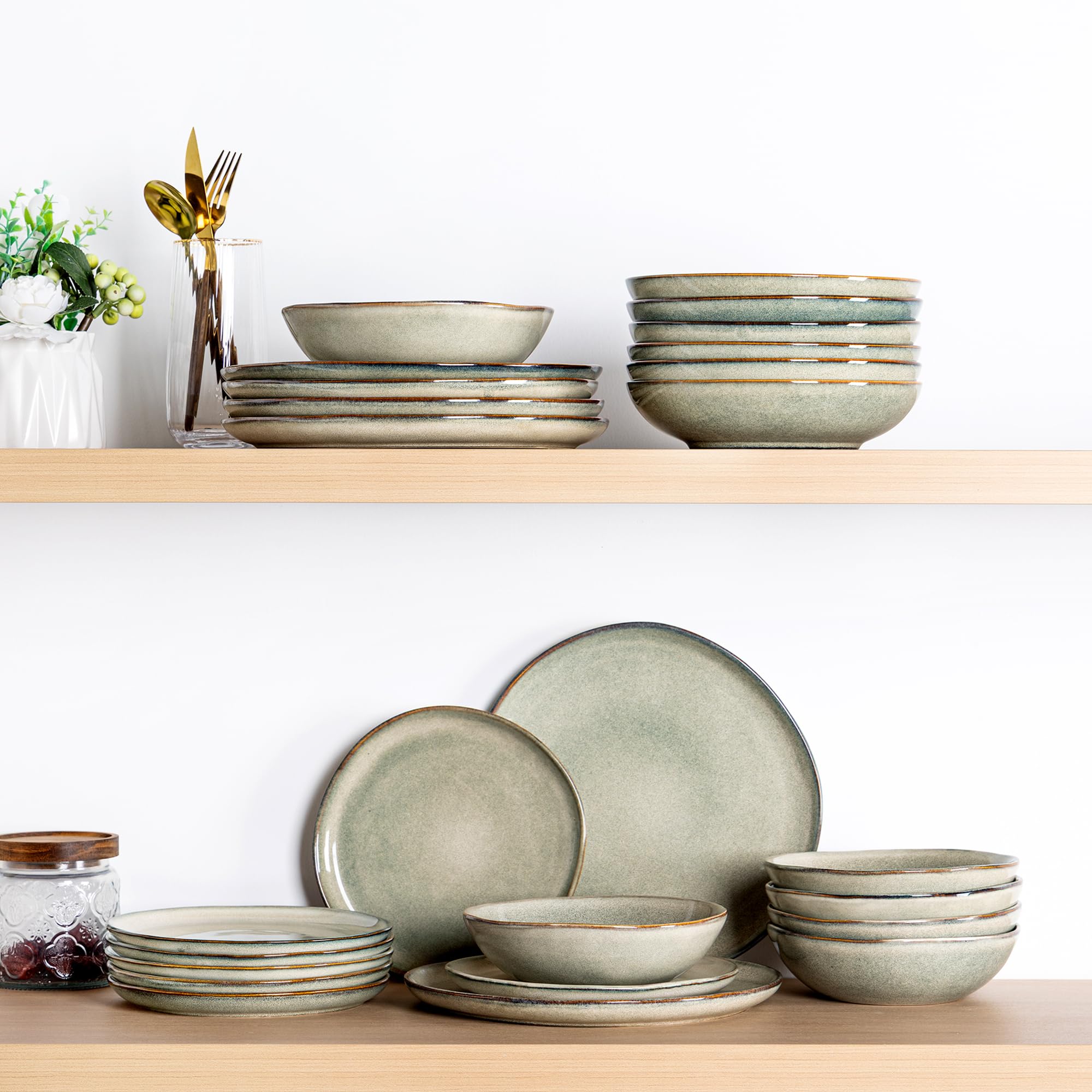 AmorArc Ceramic Dinner Plates Set of 6, 10.5 Inch Stoneware Plates Set