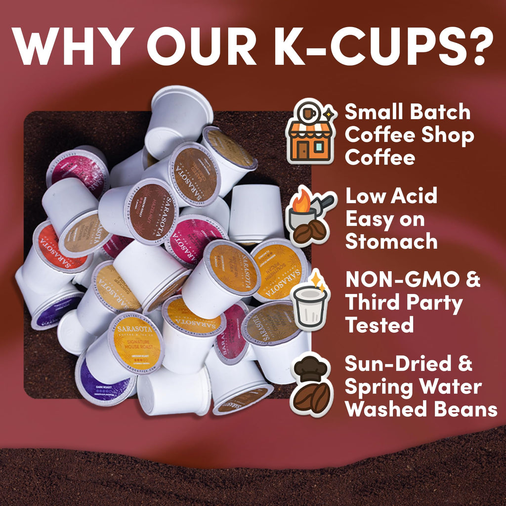 Sarasota K-Cup Coffee Pods | Medium Roast Flavored Coffee | Hazelnut | Single Serve for Keurig Brewers | Gourmet, Low Acid, Mold Free | 24 Count