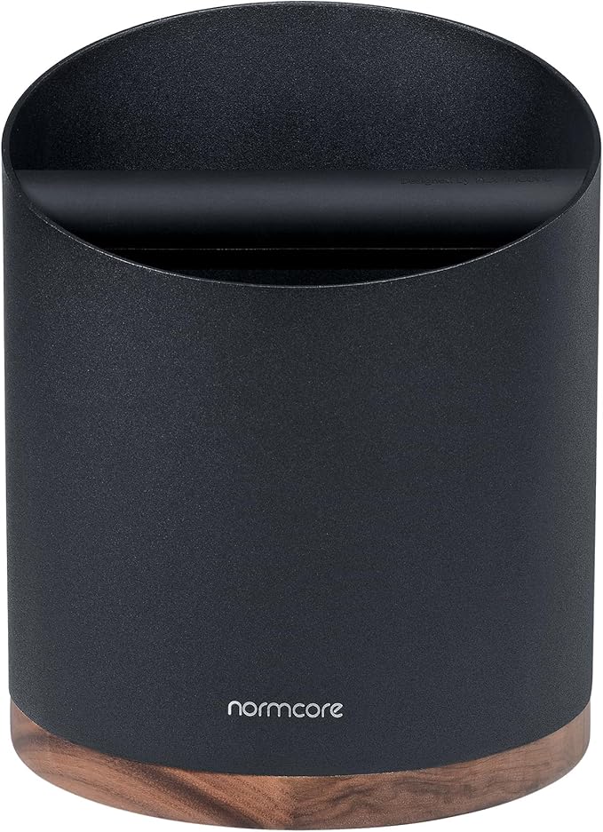 Normcore Espresso Knock Box - 1.8L Capacity, Holds 40–45 Pucks - Heavy-Duty Stainless Steel Coffee Grounds Bin with Removable Knock Bar and Walnut Non-Slip Base