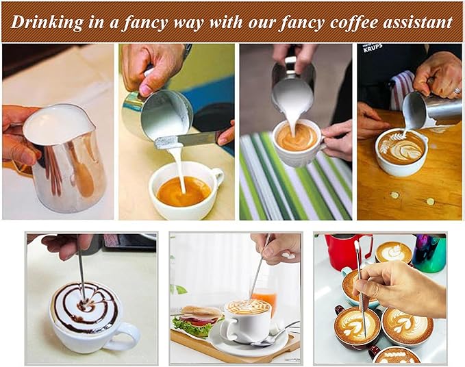 4 PCS Latte Art Pen Cinnamon Pen for Coffee,Barista Espresso Coffee Latte Art Tools Accessories for Coffee Bar Barista Make Creative Coffee Designs Decors,Stainless Steel Silver,LXLVOUEG