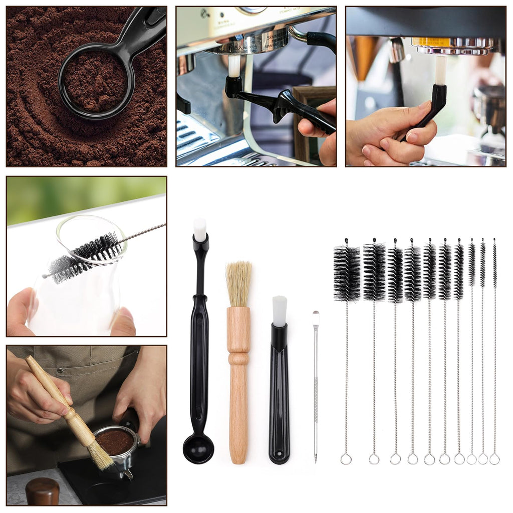 Meiwlong 14Pcs Coffee Machine Cleaning Brush Set, 5 Types Clean Brush Tools