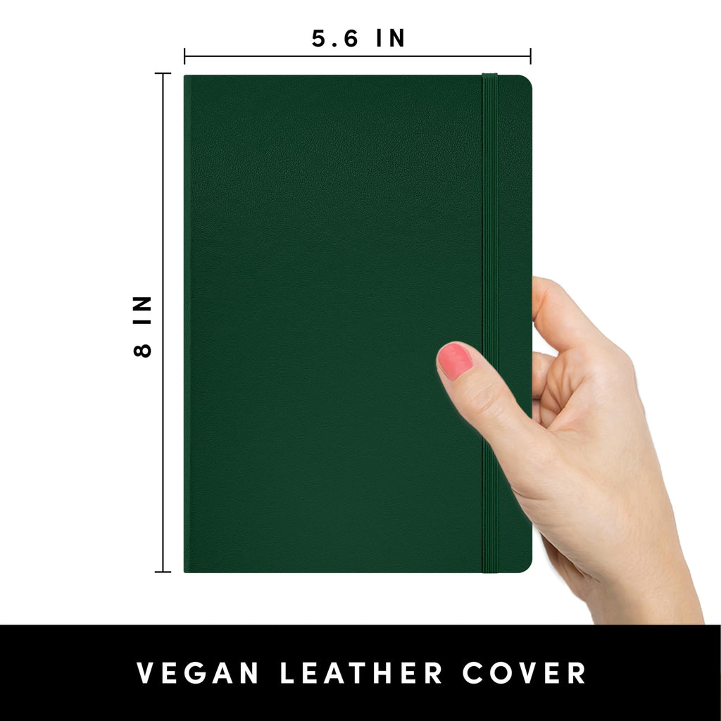 PAPERAGE Blank Journal Notebook, (Dark Green), 160 Pages, Medium 5.6 in x 8 in - 100 GSM Thick Paper – Hardcover Journaling Notebook for Work, School, Note Taking or Sketching