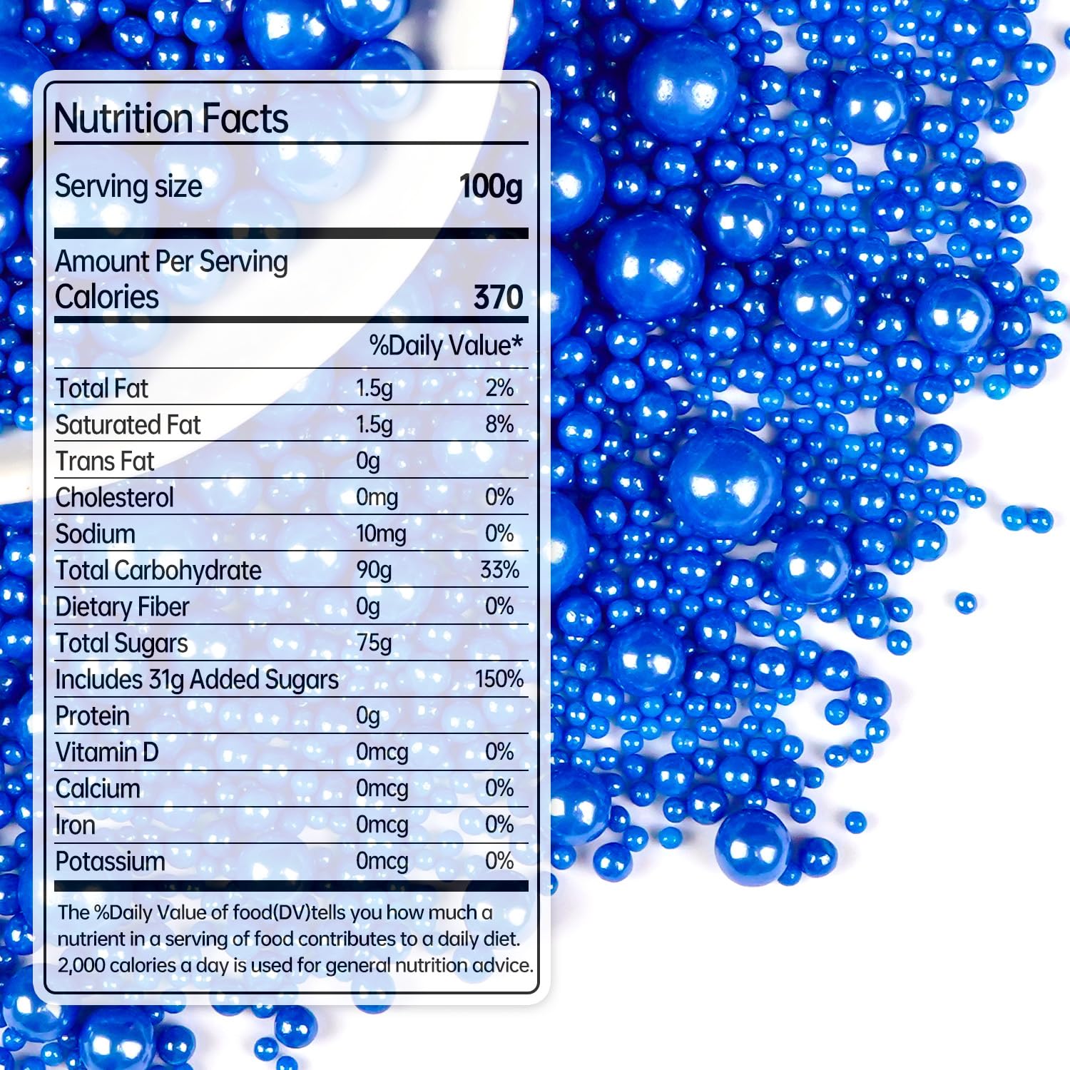 Deep Blue Pearl Sugar Sprinkles for Cake Decorating, 150g/5.29oz Mix Size, Edible Candy Pearls Cupcake Toppers, Baking Cake Decorations for Holiday Wedding Party Birthday
