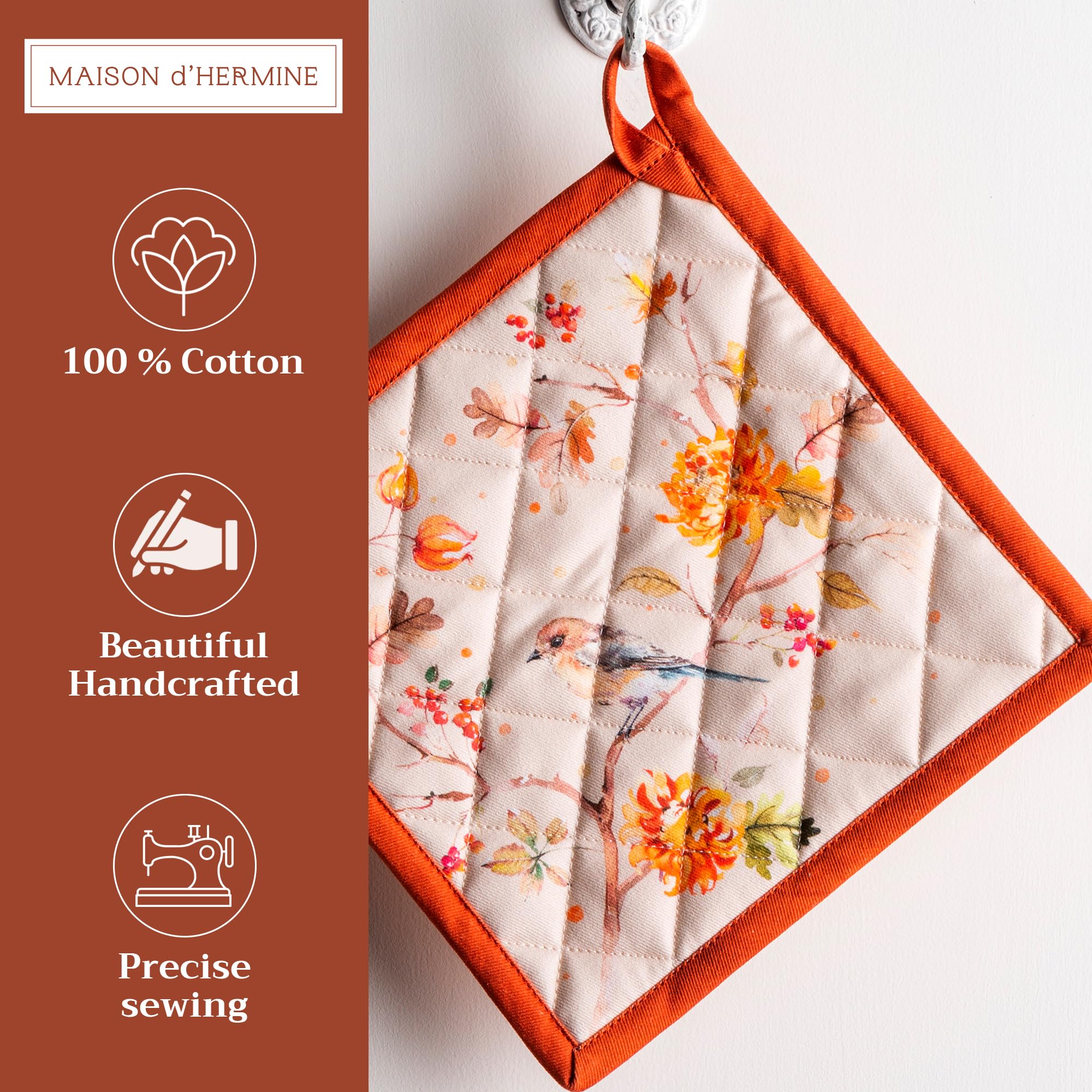 Maison d' Hermine Pot Holders 100% Cotton Potholders (8" x 8", Pack of 2)