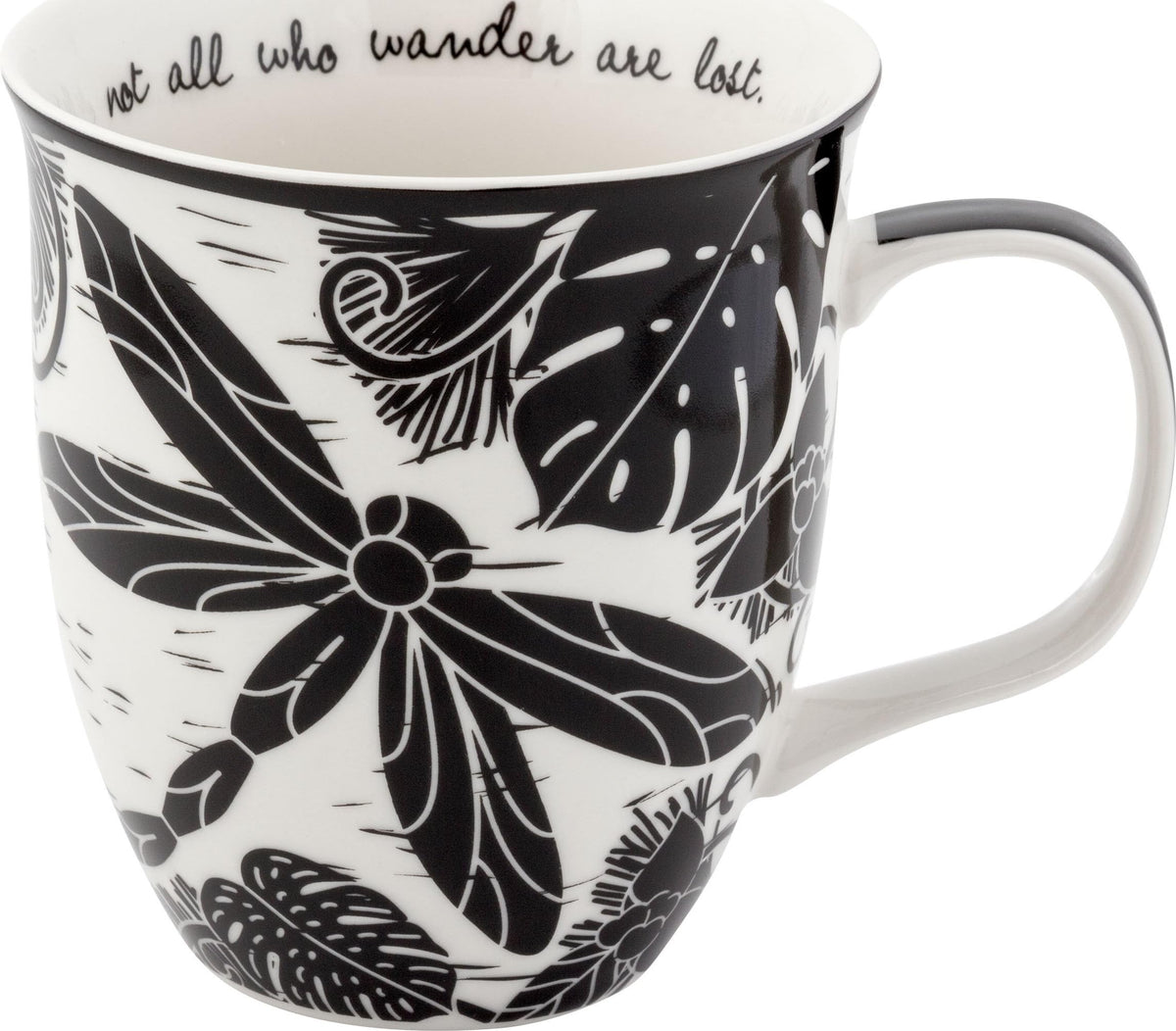 Karma Gifts 14 oz Black and White Boho Mug Flamingo - Cute Coffee and Tea Mug - Ceramic Coffee Mugs for Women and Men
