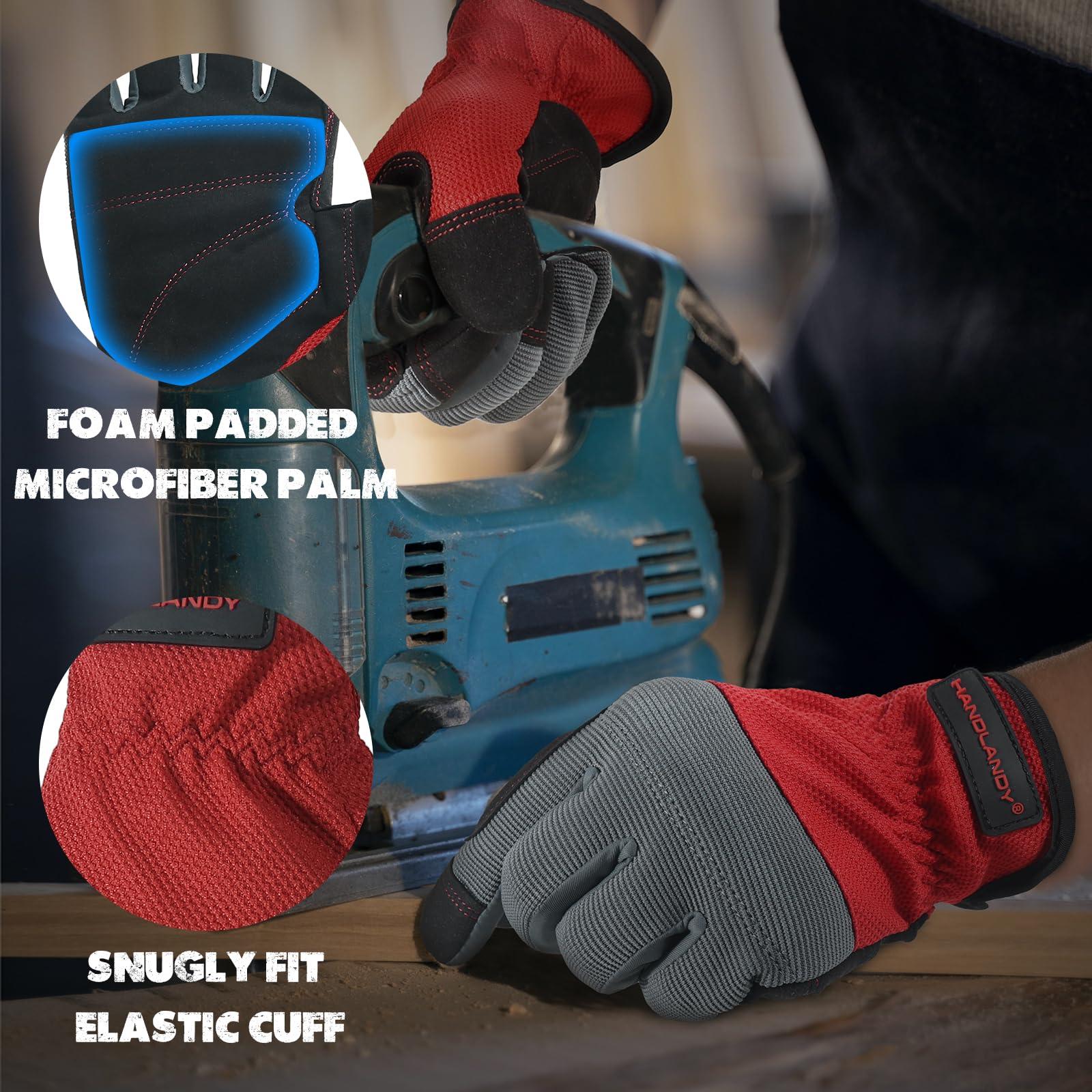 HANDLANDY Work Gloves for Men & Women, Utility Mechanic Working Gloves Touch Screen, Flexible Breathable Gardening Gloves for Yard Maintenance (Small, 1 Pair)
