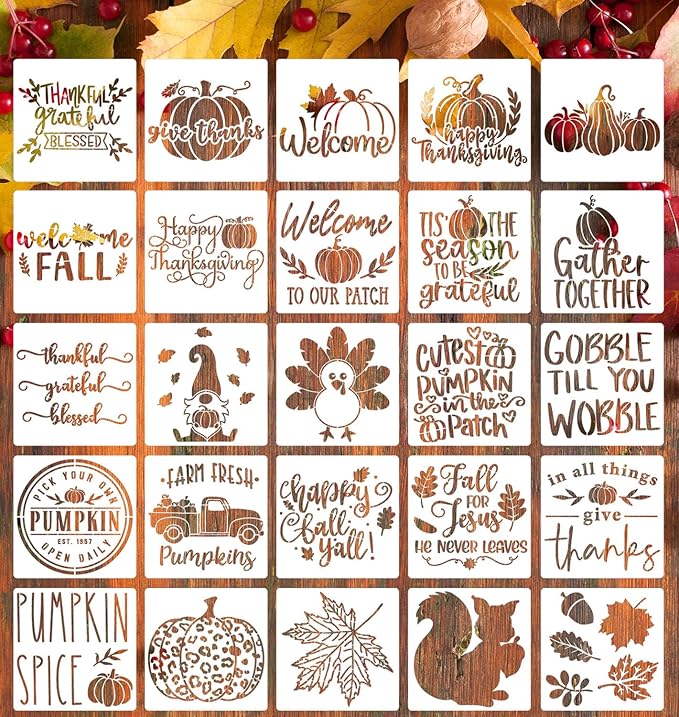 Fall Stencils for Crafts Reusable Fall Stencils for Painting on Wood 6"