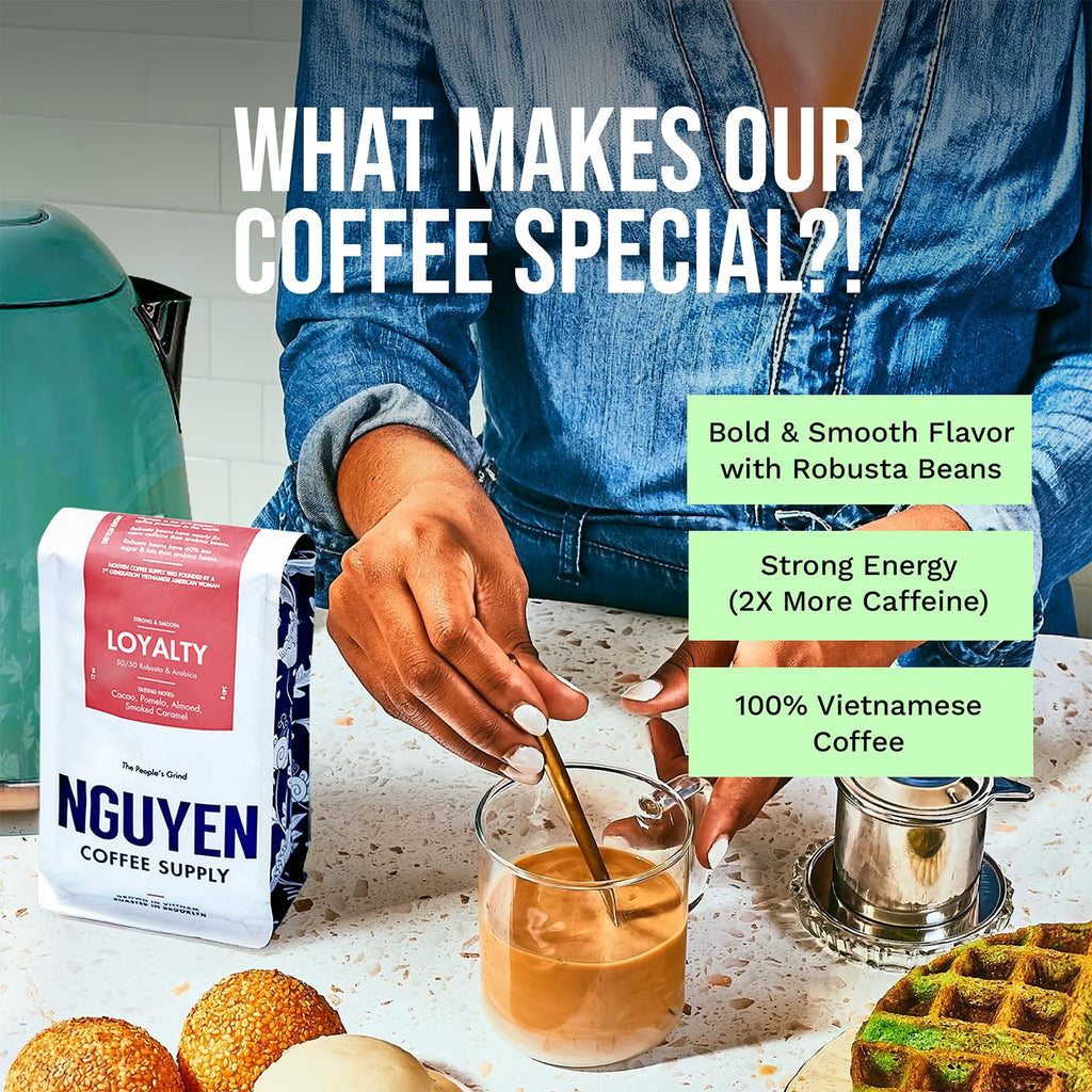 Nguyen Coffee Supply - Loyalty Signature Robusta & Arabica Blend: Medium Roast Premium Whole Coffee Beans, Vietnamese Single Origin, Low Acid, High Caffeine, Roasted in Brooklyn [5 Ib Bag]