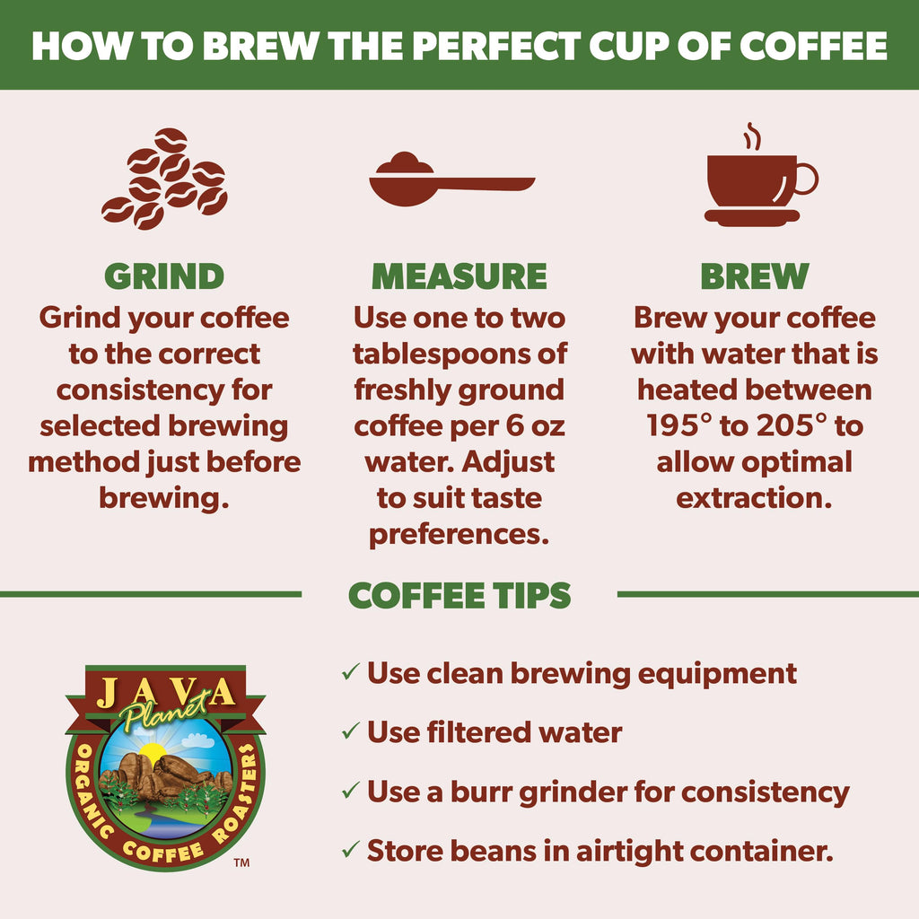 Java Planet Low Acid Organic Coffee, Peruvian Decaf, Medium Dark Roast 32oz