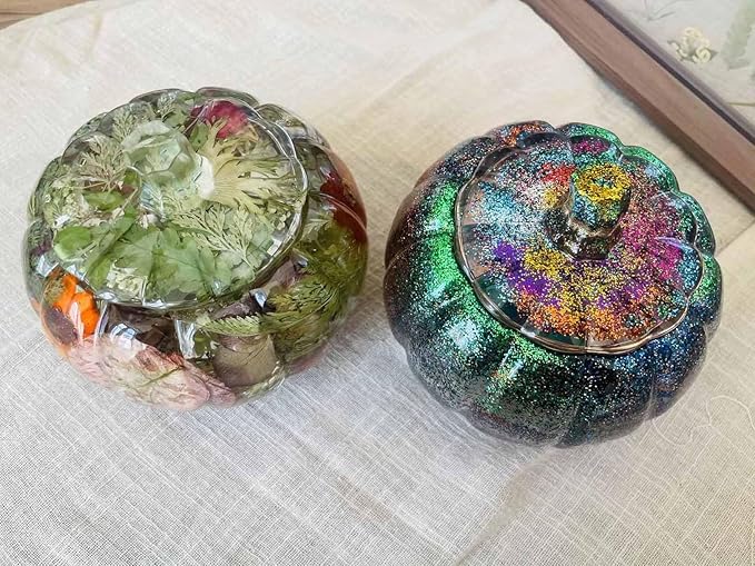 Pumpkin Jar Resin Mold Large, Jar Mold Halloween Epoxy Resin Molds, Pumpkin Silicone Molds, Autumn, Halloween Decor, Jewelry Trinket Container, Christmas Decor (5 Inch)