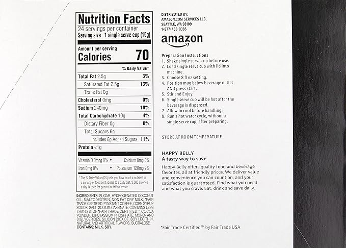 Amazon Brand - Happy Belly Cappuccino Coffee Pods Compatible with K-Cup Brewers, Caramel Flavored, 24 Count (Pack of 2)
