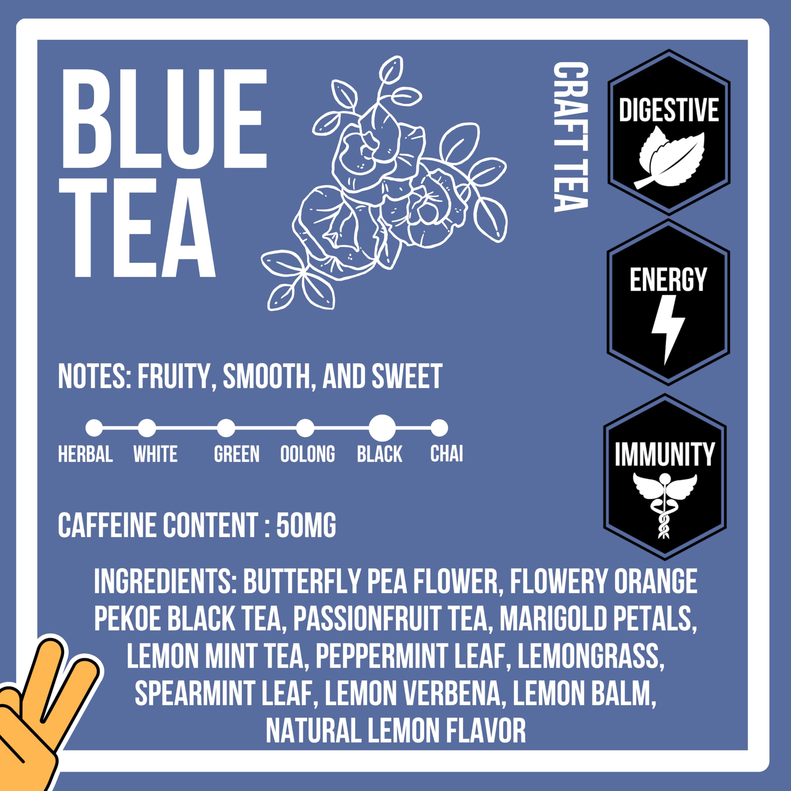 Revival Tea Company Blue Tea - Butterfly Pea Flower and Black Tea Blended with Other Herbal Tea Flavors - Loose Leaf 6 Ounces`