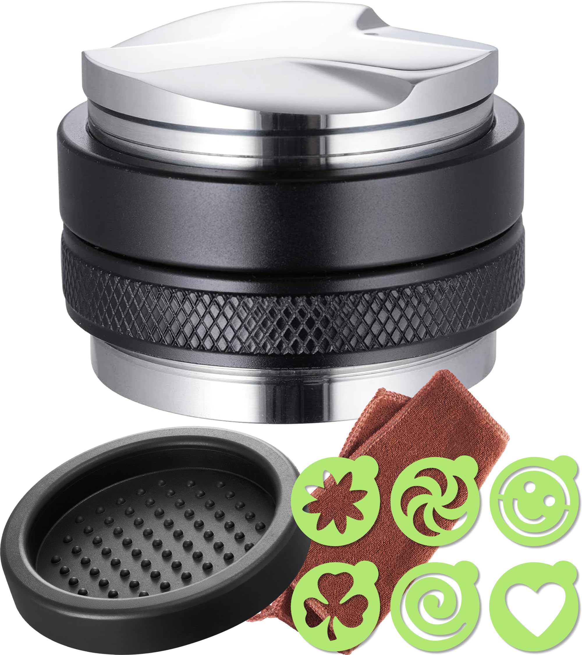 Practimondo Premium Barista Espresso Tamper Set 53mm Aluminum and Stainless Steel (53mm, Aluminum Handle)